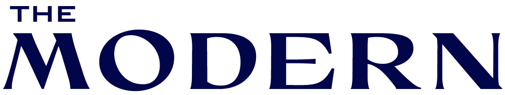 The image displays the words "THE MODERN" in large, bold letters.